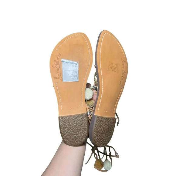 Sam Edelman Graciela  Leather Beaded Flat Sandals NWOB - Picture 4 of 7